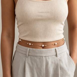 European and American style large and small pearl waist chains, simple and elegant belly chains, fashionable bikini body chains for vacation