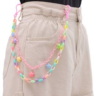 Fashion color acrylic star pants chain women's cute candy color waist chain personality versatile creative accessories
