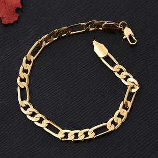 European and American Supply Flat Chain Side Bracelet Ready-Made Supply Chain Real Gold 18K White Gold 6mm Electroplated Hand Jewelry Cross-Border