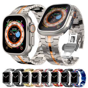Suitable for Apple Watch Ultra4 Iron Man Stainless Steel Band Iwatch12 Metal Watch Band