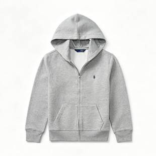 High-quality cross-border RL Ralph Lauren logo embroidered terry sweatshirt with zipper and hood, unisex jacket