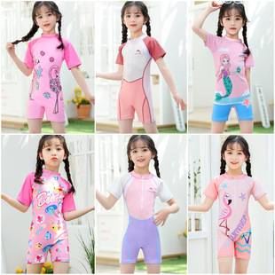 New Kidsren's Swimsuit, Girl's One-Piece Medium and Large Kidsren's Swimsuit, Kidsren's Quick-Drying Sun Protection Baby Hot Spring Swimsuit