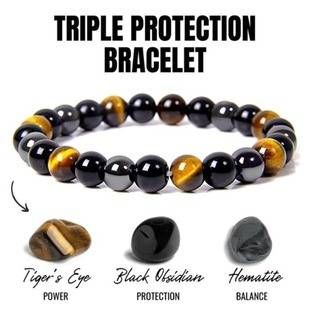 Temu Xiyin Tk Cross-Border Popular Bracelet Tiger Eye Stone Black Gallstone Obsidian Crystal Dropshipping Factory Wholesale in Stock