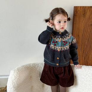 Zhele Children's Clothing Girls' Sweater Coat Autumn 2026 Stylish and Super Cute Children's Knitted Cardigan Baby Girl Clothes