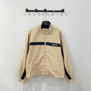 26 Early Autumn Color-Block Letter Embroidery Cotton Canvas Sports Loose Casual Stand Collar Zipper Color-Block Jacket for Women