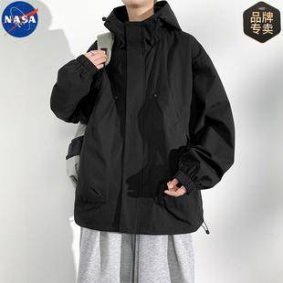 NASA Brand 2025 New Men's Hooded Charge Clothes American Casual plus size Workwear Jacket Coat Tide