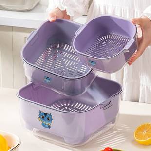 Double-Layer Kitchen Draining Basket with High Aesthetic Value, Food-Grade Multifunctional Fruit and Vegetable Washing Tool