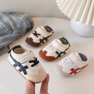 Spring and Autumn 0-1 Year Old Male and Female Baby 6-9-12 Months Baby Soft Sole Non-slip Toddler Shoes Sports Color Matching White Shoes