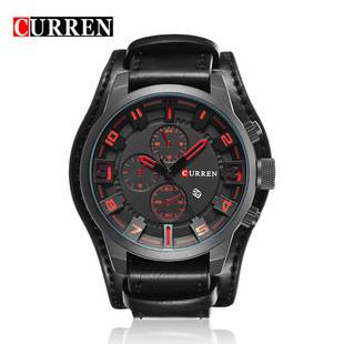 Curren 8225 Men's Personalized Quartz Watch Imitation Six-Pin Calendar Belt Watch Large Dial Watch