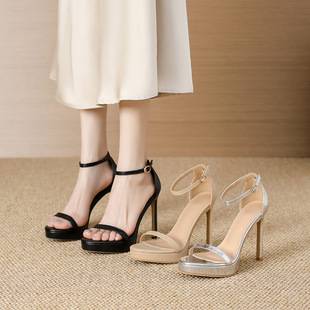 987-1 Waterproof Platform 11cm High Heels Stiletto Heel Open Toe Sandals for Women 2024 Summer New