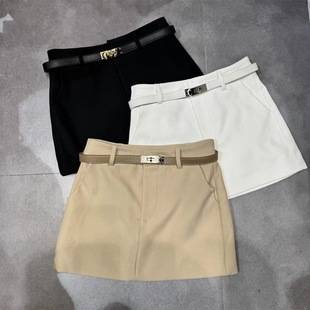 American Retro Pure Color Skirt for Women Summer New High-Waist Slimming Look A-Line Skirt Anti-Exposure Versatile Hip-Hugging Skirt