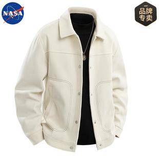 Nasa Brand 2025 New Spring and Autumn Lapel Jacket Men's Trendy High-Quality Casual Loose Coat Men's Clothing