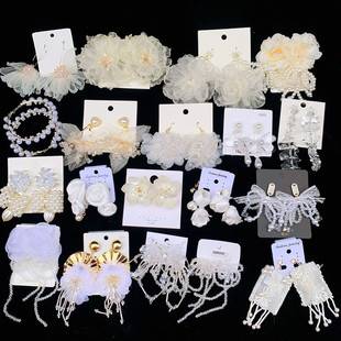 2022 Korean Bride Handmade Super Fairy Flower June Earrings Exaggerated Large Earrings Wedding Vintage Mori Earrings