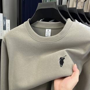 Cross-Border Heavyweight 380g Embroidered Men's Sweatshirt 2026 Autumn and Winter New Round Neck Casual Long-Sleeve Sweatshirt for Men