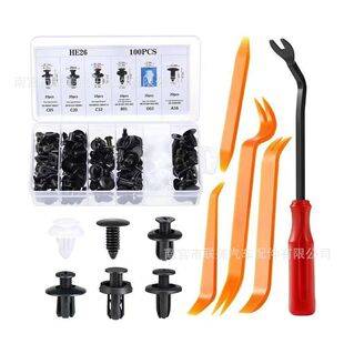 Cross-Border 100Pcs Boxed Plastic Clips for Car Door Panels, Expansion Fixing Clips, Bumper Rubber Nails Set He26