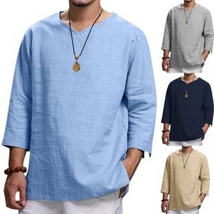 Cross-Border Export Men's Clothing New Ebay Amazon Men's Loose Pure Color Casual Large Size Shirt for Men