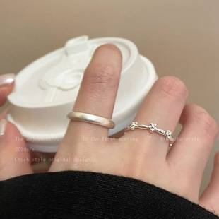 Korean Style Flower Plain Ring for Women 2025 New Niche Design Index Finger Ring High-End Accessible Luxury Versatile Ring Trend