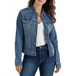 New European and American style slim-fit short stretch denim jacket for women with turn-down collar and pockets, versatile washed denim jacket
