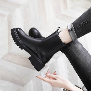 Summer Thick-soled Chelsea Smoke Boots 2024 Short Boots Women's Thin Martin Boots Women's British-style Brown Single Lit