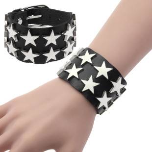 European and American Punk Gothic PU Leather Bracelet Retro New Pentagram Leather Bracelet Jewelry Accessories