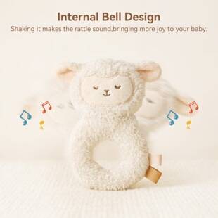 Educational Rattle Teddy Plush Rabbit Toy Teether Baby Soothing Animal Small Grasping Toy Big-Eared Rabbit