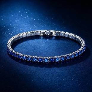 Cross-border bestseller: Lake blue full-diamond zircon bracelet, high-end, elegant, light luxury wristband, Korean-style niche jewelry