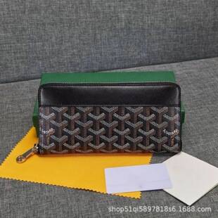 Dog-tooth pattern long zipper wallet with printed letters, unisex, suitable for foreign trade