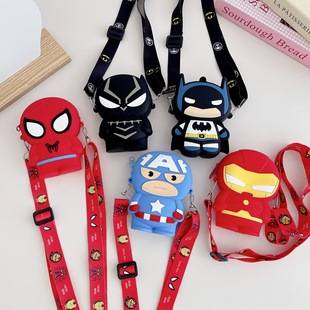 Cross-border Cartoon Children's Bag Spiderman Shoulder Bag Crossbody Bag Boys Fashion Small Bag Children Silicone Coin Purse