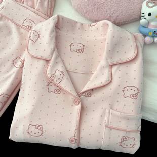 Hellokitty Women's Pajamas Autumn and Winter 2026 New Coral Fleece Brushed Velvet Thickened Home Wear
