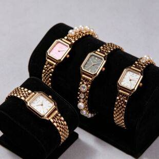 New cross-border light luxury steel strap women's watch, popular overseas, student fashion simple square quartz wristwatch wholesale