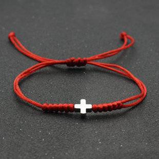European and American New Cross Bracelet Unisex Hand-woven Red Rope Bracelet Bracelet Cross-border E-commerce Source