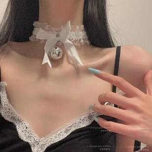 Lingerie Accessories with a Japanese Lolita Style, Featuring a Bell Collar, Maid Clavicle Chain, Neck Strap with Bell, and Neck Ornament