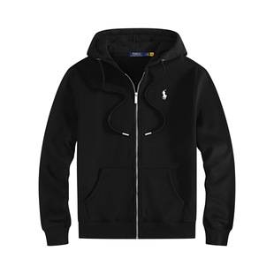 Cross-border embroidered, thickened spring/autumn polo casual set, featuring a small horse logo on the cardigan, a thick rope-style hooded sweatshirt, and an RL-style outerwear jacket