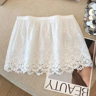 Korean-Style Base Layer Magic Design White Lace Trim Half Skirt for Women with Layered Short Skirt Underneath