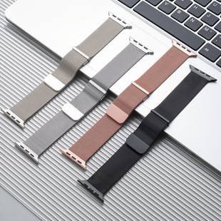 Suitable for Apple Watch Straps, Two-Section Dual Magnetic Milanese Watch Band for iWatch