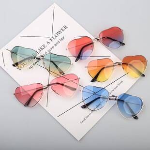 Vintage Love Sunglasses Metal Marine Glasses Men and Women's Personalized Sunglasses Peach Heart Two-Tone Sunglasses