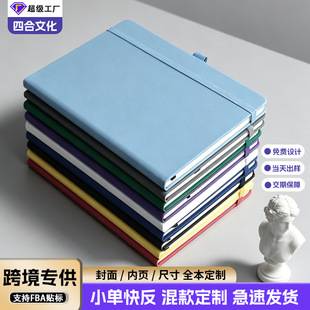 Cross-border A5 strap notebook, PU leather thickened hardcover notepad, business office notebook with custom logo