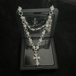Retro Cross Necklace Men's Street Hip-Hop Trendy Brand Pendant Handmade Chain Couple Accessories European and American Retro Cross