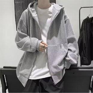 Hooded Sweatshirt Men's Autum New Korean Style Trendyy Tops Ins Loose Casual Pure Color Jacket Cardigan