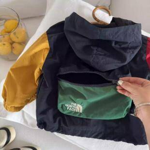 Children's coat 2025 spring new men's and women's children's clothing stitching color coat baby zipper jacket tide