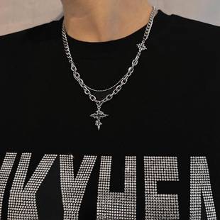 Cross Pendant Men's Necklace Trendy Brand All-match Men's Trendy All-match Hip-hop Niche High-end Clavicle Chain for Women