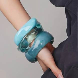 Cross-Border Xiyin Irregular Geometric Round Resin Bracelet 2025 New Fashion Simple Versatile Acrylic Bracelet