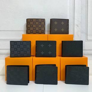 Cross-Border European and American Fashion Men's Wallet Short Half-Fold Genuine Leather Wallet with Packaging Export Supply Wallet 60895