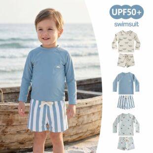 2026 New Boys' Two-Piece Swimsuit Set Children's Summer Outdoor Sun-Protective Cartoon Baby Swimsuit Wholesale