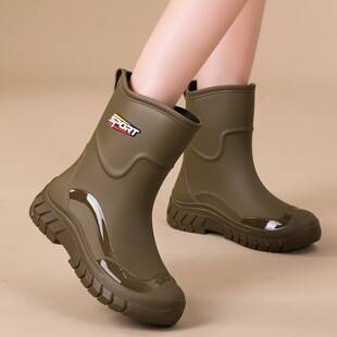 Rain Boots for Women, Rubber Shoes for Women, Adult Fashion Kitchen Non-Slip Fleece-Lined Rain Boots, New Waterproof Shoes with Soft Soles