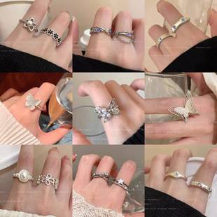 Open Ring Women's Cold Style Ring Set Sweet and Cool Sexy Style Jewelry High-End Butterfly Ring Ring