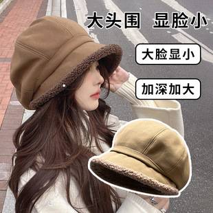 Autumn and Winter Hats for Women, Fisherman Hats with Fleece, Japanese Style, Cold-Proof, Ear-Protecting, Trendy Bucket Hats, Casual Lamb Wool Octagonal Berets