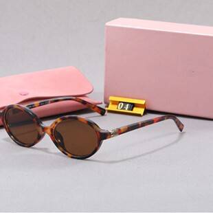 Miu Miu Small Frame Nerd-Style Oval Thin-Leg Sunglasses European and American New Style Personality Women's Cross-Border Wholesale Sunglasses