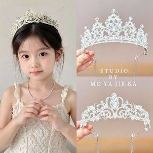 New Birthday Crown Children's Headwear High-End Crystal Princess Headband Girls' Headband Elegant Luxury Crown