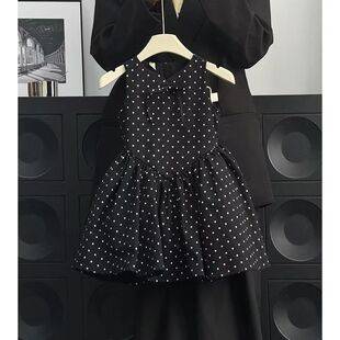 77386 Girls Polka Dot New Children's Clothing 2025 Vest Korean Style Girls Fashionable Princess Baby Dress